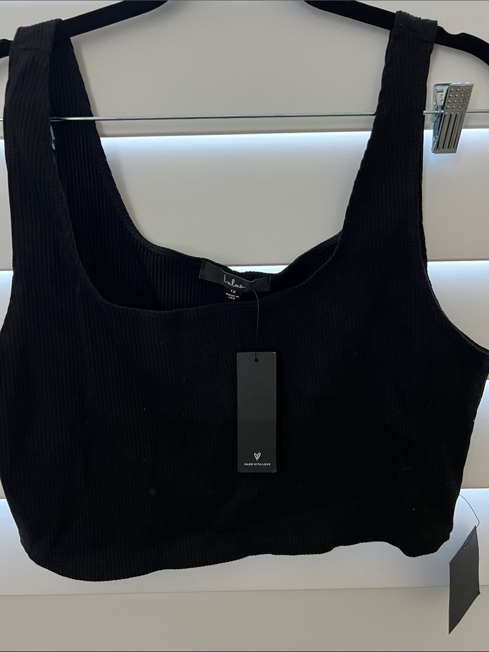 Lulu's Black Ribbed MIDI skirt set with crop tops 1X